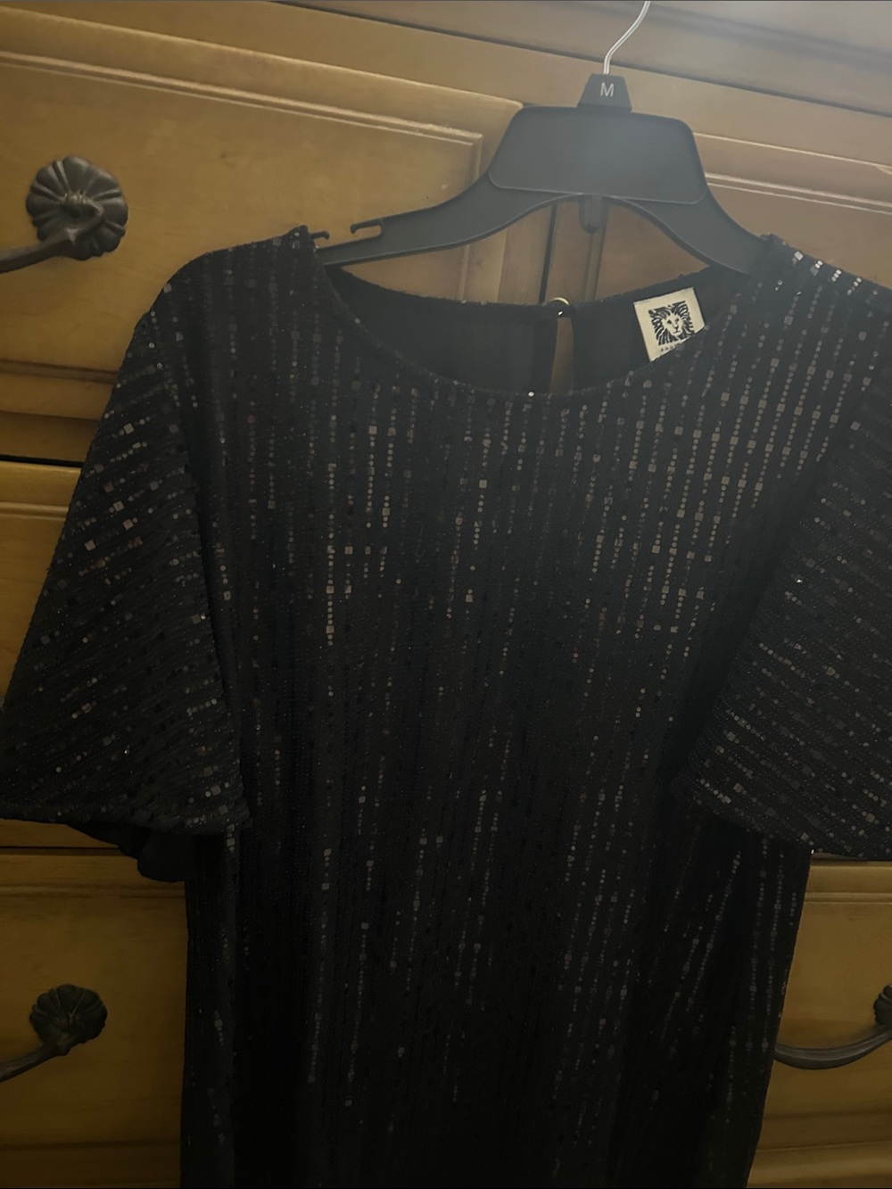 Anne Klein Black Sequin Midi Dress